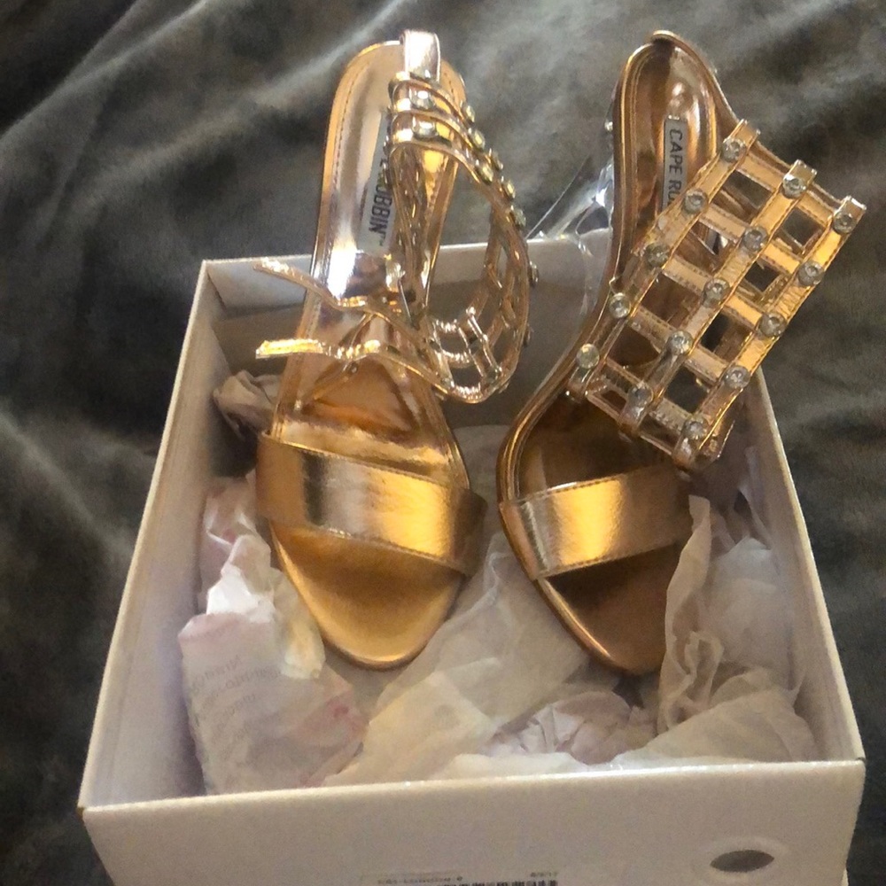 Rose Gold rhinestone strapping clear high heel